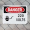 Signmission 220 Volts Danger Sign, Plastic, 14in W x 10in L, 2PK OS-2PACK-DS-P-1014-L-1008 - alternate 6